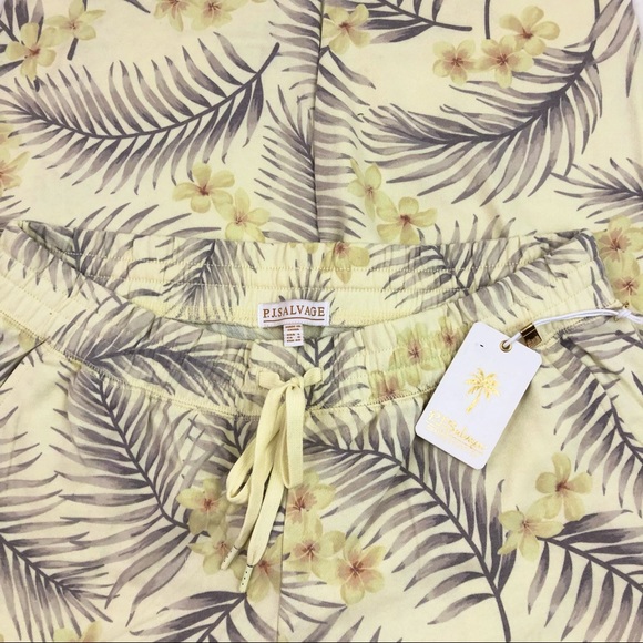 PJ Salvage Paradise Dreams Butter Tropical Jogger Pants. Size L NEW - Picture 5 of 10